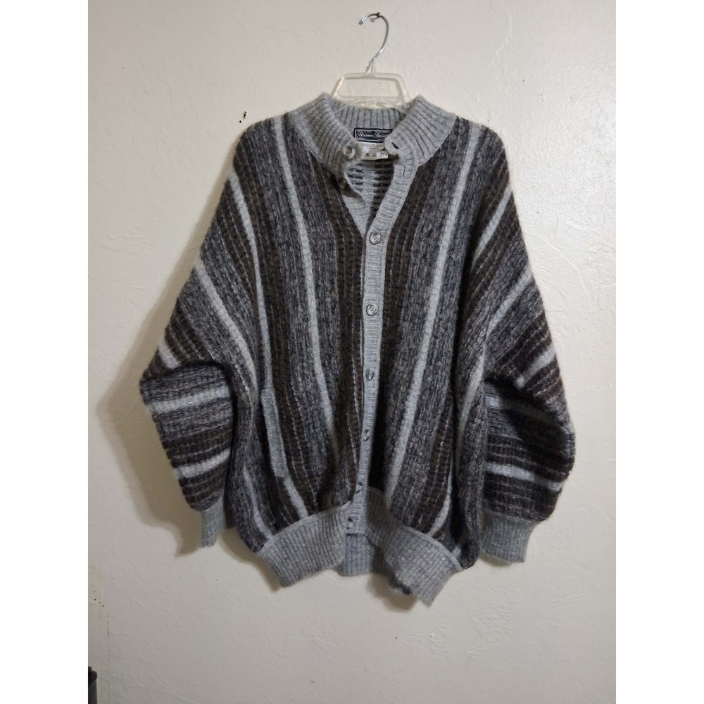 VTG Brisson Brisson Men XL Alpaca Cashmere Blend Striped Cardigan Sweater Italy